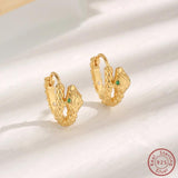 Japan & Korea S925 Silver Snake Green Earrings