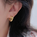 Japan & Korea S925 Silver Snake Green Earrings