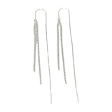 925 Silver Zircon Tassel Drop Earrings Women Girls Year Jewelry