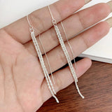 925 Silver Zircon Tassel Drop Earrings Women Girls Year Jewelry