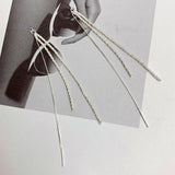 925 Silver Zircon Tassel Drop Earrings Women Girls Year Jewelry