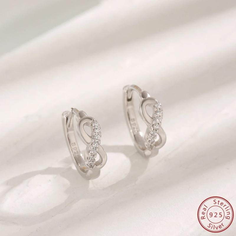 Zircon Infinite Symbol Earrings in 925 Sterling Silver