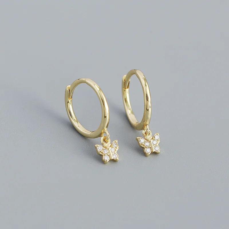 925 Silver Green Zircon Butterfly Earrings for Women