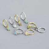 925 Silver Green Zircon Butterfly Earrings for Women