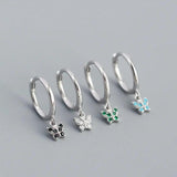 925 Silver Green Zircon Butterfly Earrings for Women