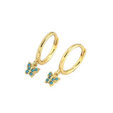925 Silver Green Zircon Butterfly Earrings for Women