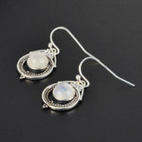 Vintage Moonstone Drop Earrings 925 Silver