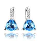 925 Silver Zircon Aquamarine Dangle Earrings Wedding Engagement Drop