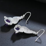 Vintage Amethyst Drop Earrings 925 Sterling Silver Jewelry