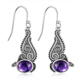 Vintage Amethyst Drop Earrings 925 Sterling Silver Jewelry
