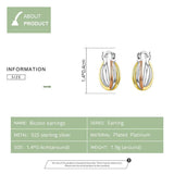 925 Silver Bicolor Earrings Women Jewelry CQE719