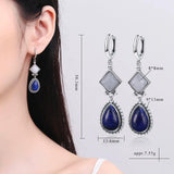 Moon Stone 925 Silver Drop Earrings Vintage Wedding Jewelry