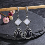 Moon Stone 925 Silver Drop Earrings Vintage Wedding Jewelry