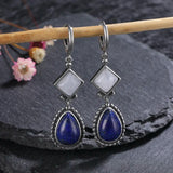 Moon Stone 925 Silver Drop Earrings Vintage Wedding Jewelry