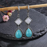 Moon Stone 925 Silver Drop Earrings Vintage Wedding Jewelry