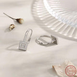 S925 Pure Silver Square Earrings with Zircon