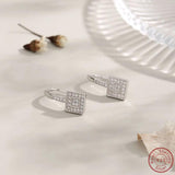 S925 Pure Silver Square Earrings with Zircon