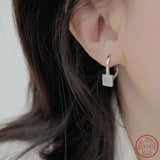 S925 Pure Silver Square Earrings with Zircon