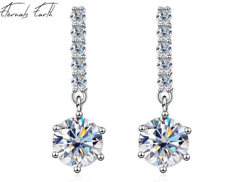 Moissanite Earrings 925 Sterling Silver Plated 18k