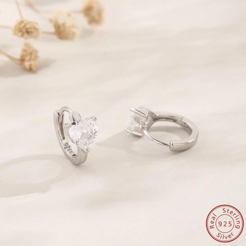 925 Silver Heart Zircon Women's Earrings