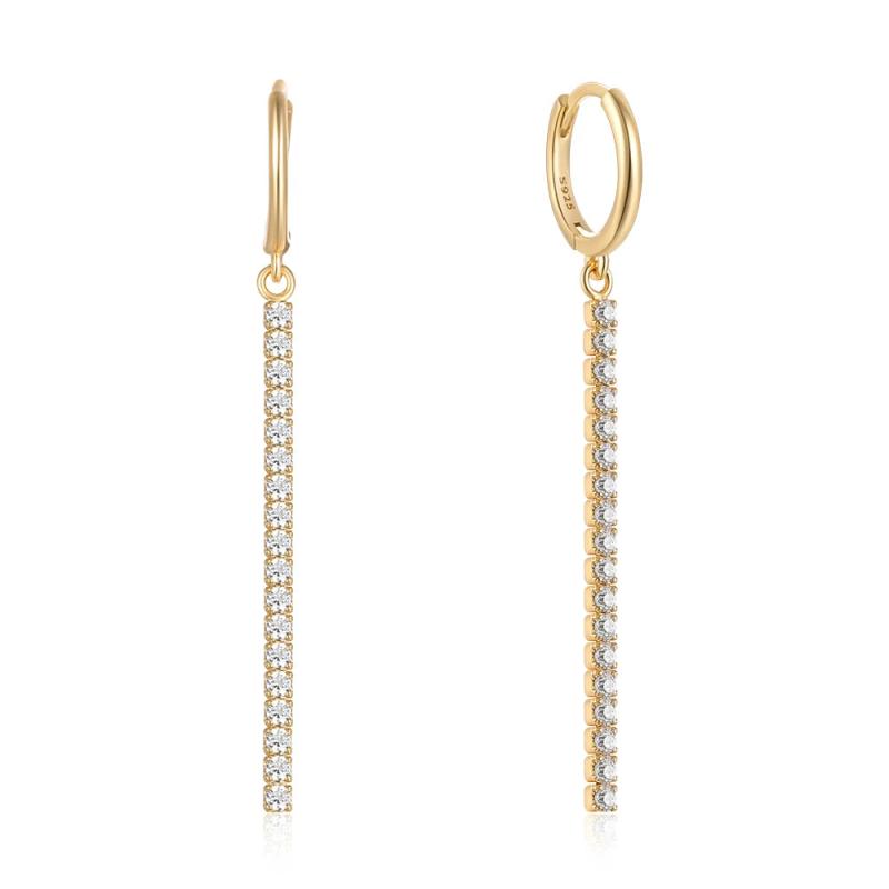 925 Silver Zircon Drop Earrings Hypoallergenic