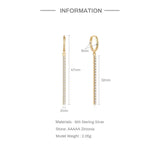 925 Silver Zircon Drop Earrings Hypoallergenic