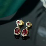 Lab Ruby Red Zircon Drop Earrings 925 Sterling Silver Dangles Earring Women