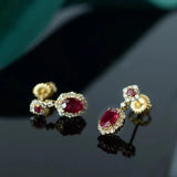Lab Ruby Red Zircon Drop Earrings 925 Sterling Silver Dangles Earring Women
