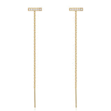925 Silver Tassel Threader Earrings CZ Stud Piercing Ear Line