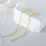 925 Silver Tassel Threader Earrings CZ Stud Piercing Ear Line
