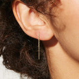 925 Silver Tassel Threader Earrings CZ Stud Piercing Ear Line