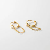 Sterling Silver Zircon Link Chain Boho Earrings for Women