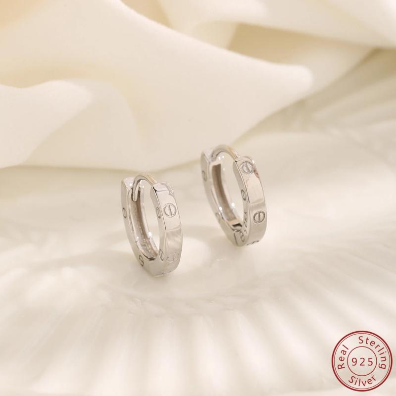 925 Sterling Silver Circular Earrings - Minimalist Fashion Jewelry