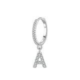 925 Sterling Silver A-Z 1PC Hoop Earrings for Women Girls Wedding