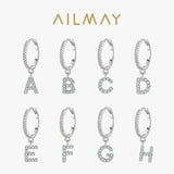 925 Sterling Silver A-Z 1PC Hoop Earrings for Women Girls Wedding