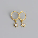 Octagonal Star 925 Silver Earrings INS Star Drop Earrings
