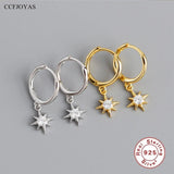 Octagonal Star 925 Silver Earrings INS Star Drop Earrings