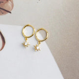 Octagonal Star 925 Silver Earrings INS Star Drop Earrings