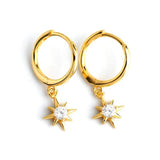Octagonal Star 925 Silver Earrings INS Star Drop Earrings