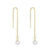 Tassel Pearls Sterling Silver Women Earrings Drop Wedding Party Jewelry