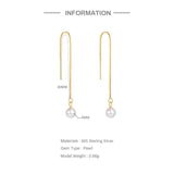 Tassel Pearls Sterling Silver Women Earrings Drop Wedding Party Jewelry