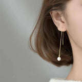 Tassel Pearls Sterling Silver Women Earrings Drop Wedding Party Jewelry