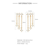 Tassel Crystal 925 Silver Earring Drop Earrings Fine Jewelry Christmas