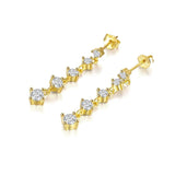 925 Silver Plated Zircon Drop Earrings for Women Wedding CZ Jewelry