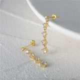 925 Silver Plated Zircon Drop Earrings for Women Wedding CZ Jewelry