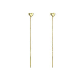 925 Silver Heart Drop Tassel Earrings for Women