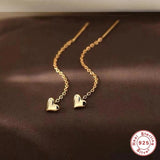 925 Silver Heart Drop Tassel Earrings for Women