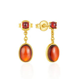 925 Silver Garnet French Light Drop Earrings 18K Fine Jewelry