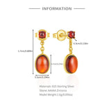 925 Silver Garnet French Light Drop Earrings 18K Fine Jewelry