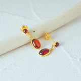 925 Silver Garnet French Light Drop Earrings 18K Fine Jewelry